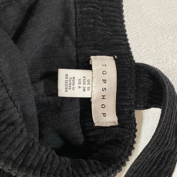 Topshop Black Corduroy Pinafore Overall Dress Size US 6 UK 10 EUR 38 - Picture 3 of 10